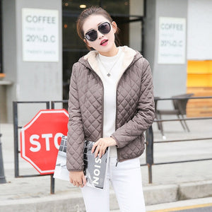 Autumn 2018 New Parkas basic jackets Female Women Winter plus velvet lamb hooded Coats Cotton Winter Jacket Womens Outwear coat